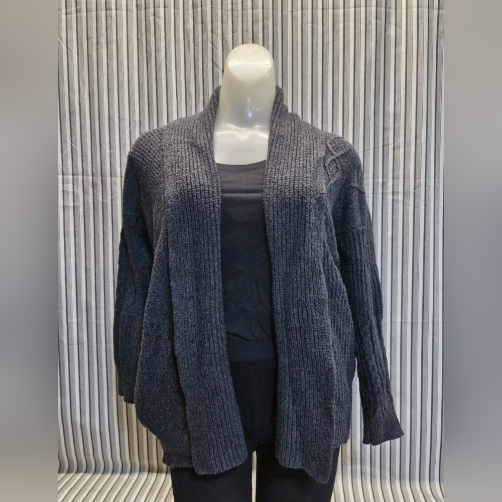 Joie Women’s XS Charcoal Gray Cable Knit Open Front Cardigan Sweater
